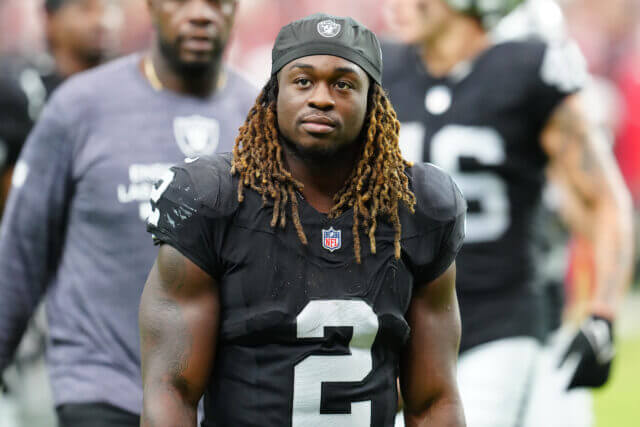 Aug 16, 2025; Paradise, Nevada, USA; Las Vegas Raiders running back Ashton Jeanty (2) walks off the field after the Raiders were defeated by the San Francisco 49ers 22-19 at Allegiant Stadium. Mandatory Credit: Stephen R. Sylvanie-Imagn Images Ashton Jeanty, Raiders